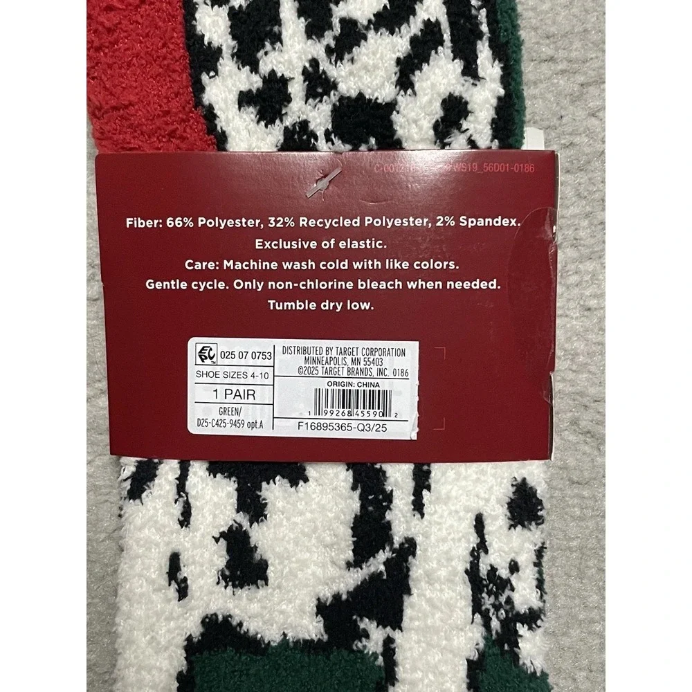Target Wondershop Crew Sock, Green/White Dalmatian Dog. Size 4/10